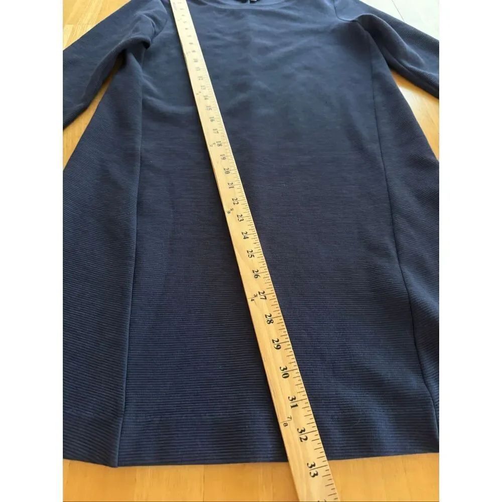 Boden Navy Ribbed A-Line Dress Petite US 4 3/4 Sleeve - Picture 6 of 9
